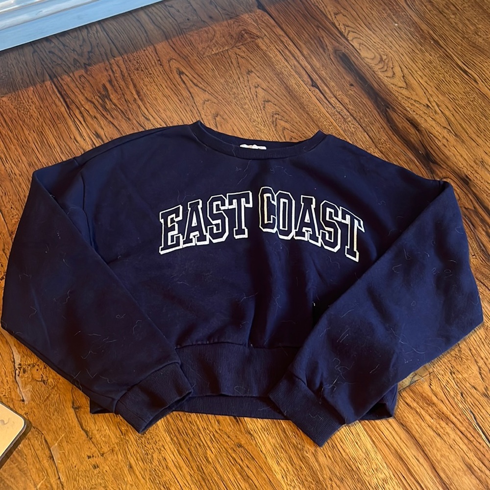 Garage Navy East Coast Cropped Pullover Medium